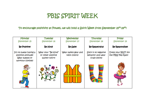  PBIS Spirit Week Promoting Positivity